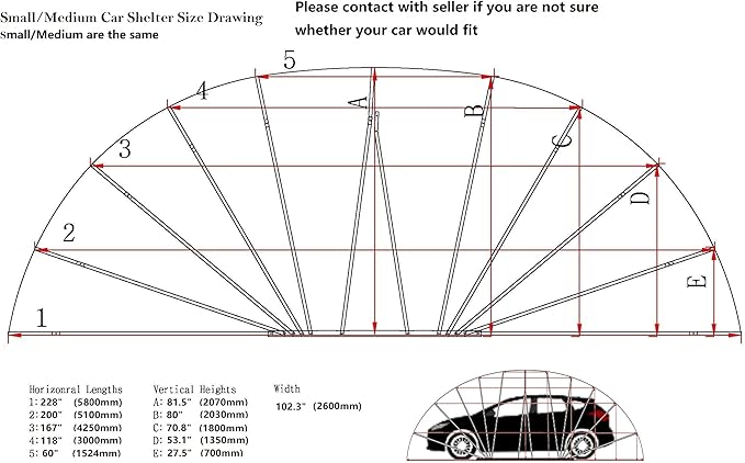Ikuby Medium Car Shelter - Foldable, Retractable, Lockable, Durable