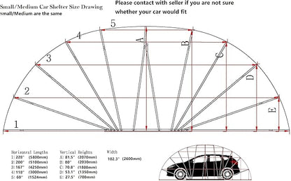 Ikuby Medium Car Shelter - Foldable, Retractable, Lockable, Durable