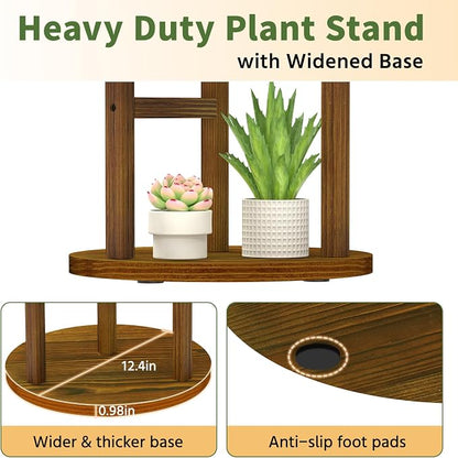 LASZOLA 3 Tiered Wood Plant Stand Indoor Corner, Flower Holder Rack Tall for Multiple Plants, Rustic Planter Shelf Display for Patio Garden Balcony Living Room