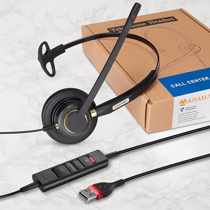 Headset with Microphone Noise Cancelling & Audio Controls Ultra Comfort