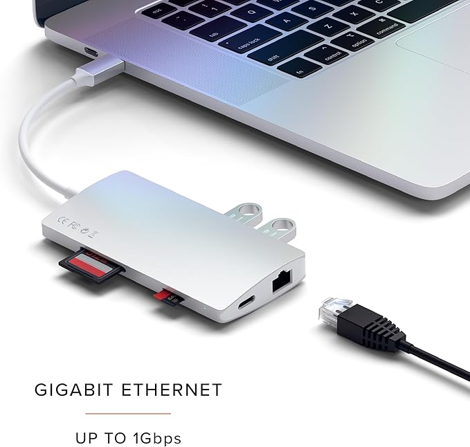 Satechi 8 in 1 USB C Hub Multiport Adapter V2, 4K HDMI, 115W USB C PD Charging