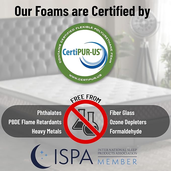 Ottomanson Twin 12” Eurotop Hybrid Mattress - Premium Quilted Cover - Made in USA - Medium-Firm Support - Individually Pocketed Coils & CertiPUR-US Foam - Fiberglass-Free - Bed in a Box