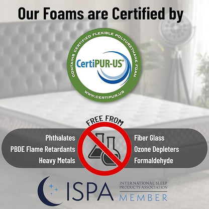 Ottomanson Twin 12” Eurotop Hybrid Mattress - Premium Quilted Cover - Made in USA - Medium-Firm Support - Individually Pocketed Coils & CertiPUR-US Foam - Fiberglass-Free - Bed in a Box
