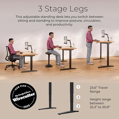UPLIFTDESK V2 2-Leg Maple Laminate Wood Standing Desk – Adjustable Height, Advanced 1-Touch Memory Keypad, Under Desk Cable Management, Wire Grommets & Rocker Board (Black C-Frame, 80 x 30 inch)