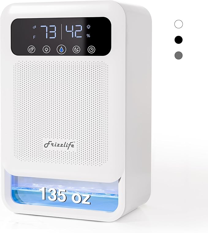 Frizzlife DH80 Air Dehumidifier, 135oz Water Tank W/Purifying Function