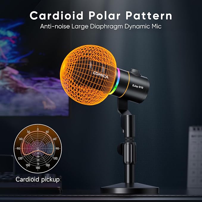 COMICA EJoy D10 USB Gaming Microphone – RGB Dynamic Mic