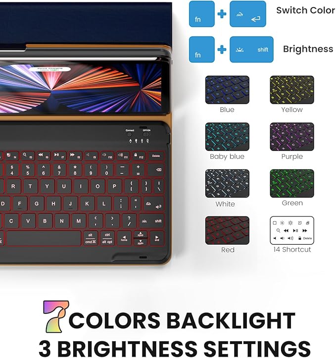 Leather Keyboard Case for iPad Air 5th 4th Generation 10.9 inch Pro 11