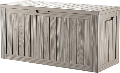 80 Gallon Double-Wall Resin Deck Box - Lockable Waterproof Outdoor Storage Box, 515lbs Capacity & Doubles as Seating for Patio Furniture - Garden Tools, Pool Accessories (Brown)