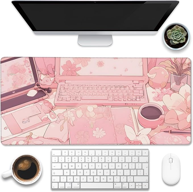 Large Gaming Mouse Pad for Desk, Kawaii Anime Desktop Desk Pad, Extended Big