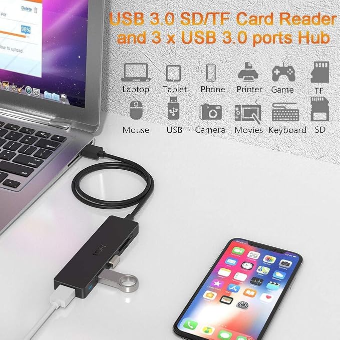 USB Hub 3.0 Splitter, TSUPY USB 3.0 Hub Multi USB Adapter Port Expander