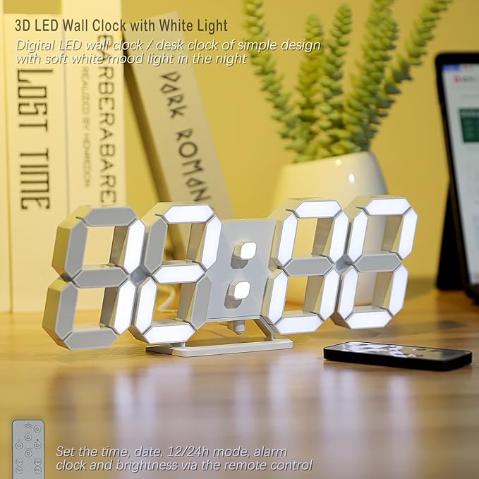 KOSUMOSU 3D LED Digital Wall Clock, Large Display Table/ Desk Clock