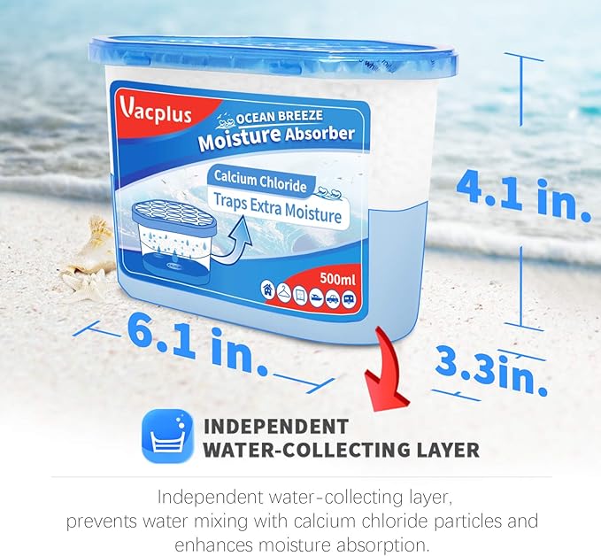 Vacplus Moisture Absorbers 6 Pack, 10.5 Oz Portable Humidity Absorber Boxes
