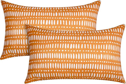 Pack of 2 12x20 Outdoor Pillows, Waterproof Throw Pillows with Inserts, Decorative Lumbar Pillows for Patio, Garden, Couch, Furniture, Sofa, Bed, Living Room(Pebble Orange)