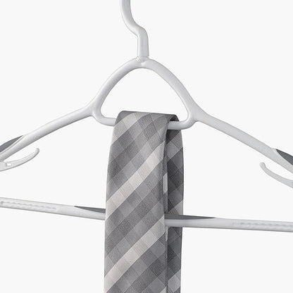 Set of 5 Deluxe Non Slip Hangers by Neatfreak! - Space Saving Hangers for Clothes, Pants, Jackets and Shirt 5 Pack,White/Grey