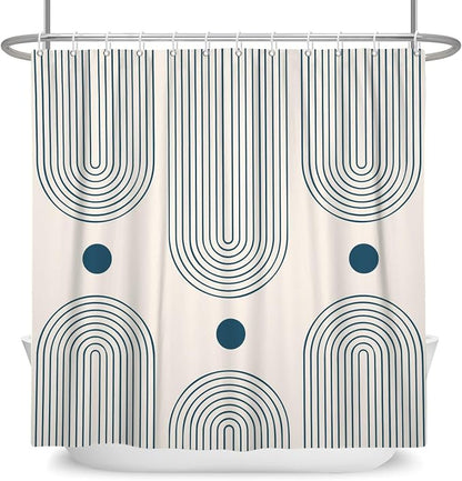 Mid Century Modern Shower Curtain Abstract Minimalist Arch Sun Lines Geometric Aesthetic Bath Curtain Boho Bathtub Decorations Waterproof Fabric Bathroom Curtain with Hooks 72x84 inch