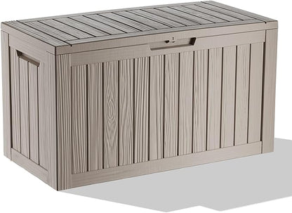 80 Gallon Outdoor Storage Box - Deck Box Container for Patio, Pool, and Garden-Waterproof and UV Resistant Resin,Lockable (Grey)