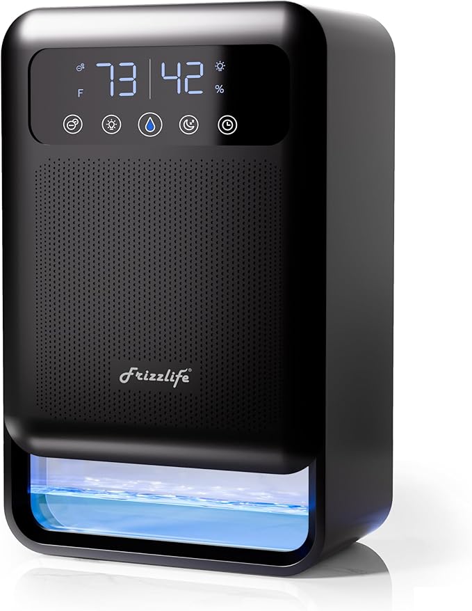 Frizzlife Air Dehumidifier, 135oz Water Tank W/Purifying Function, Quiet Small