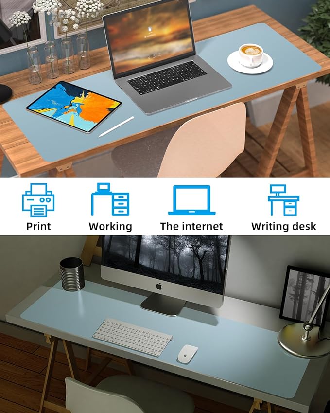 Leather Desk Pad Protector, Large Mat, Mouse Pad & Keyboard Cover