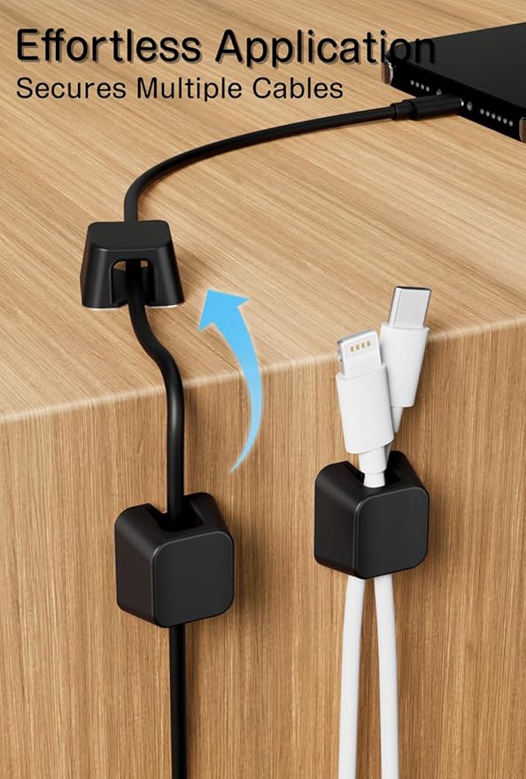 Viaky 8 Pack Magnetic Cable Clips, Large Size Under Desk Cable Management