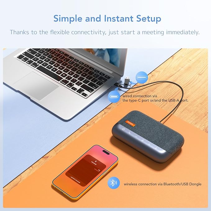 NUROUM A15 Conference Speaker and Microphone, Portable&Scalable Bluetooth