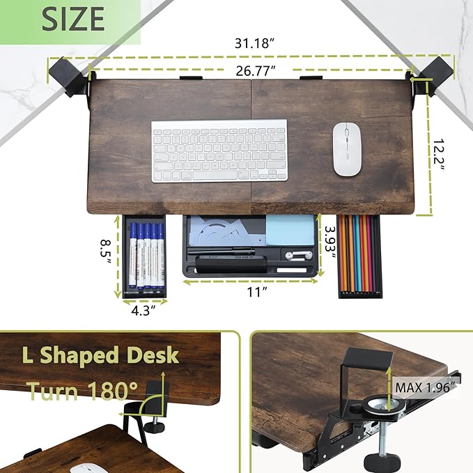 ETHU Keyboard Tray Under Desk, Ergonomic Corner Keyboard Tray