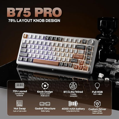 YUNZII B75 PRO Wireless Mechanical Keyboard, 75% Layout
