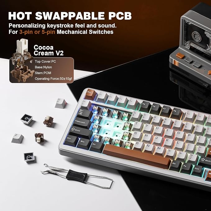 YUNZII B75 PRO Wireless Mechanical Keyboard, 75% Layout