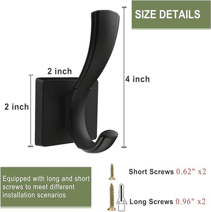 TOFIIGREM Black Coat Hooks for Wall Hanging, Bath Robe Hook Heavy Duty Thick Towel Hooks, Wall Mount Hooks Bathroom Entryway Mudroom Hooks for Hanging Coats Key Robe Hat Backpack (12 Pack, Black)