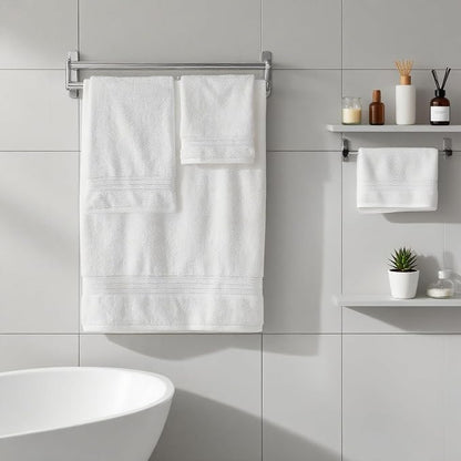 COZYART White Bath Towel Sets, Premium Turkish Cotton Large Towel Set for Bathroom, 650 GSM Luxury Bathroom Sets Pcs with 2 Bath Towels, 2 Hand Towels, 2 Washcloths, Ultra Soft and Water Absorbent