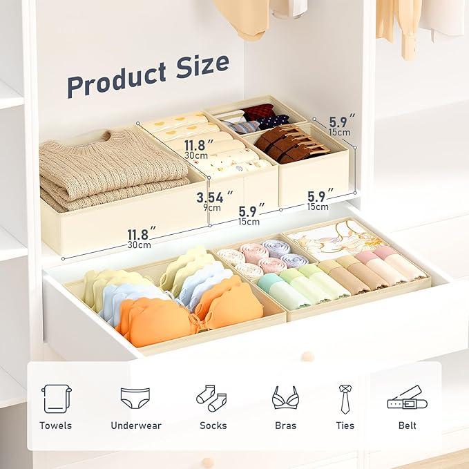 DIMJ Drawer Organizer Clothes, 28 Pack Dresser Organizer, Foldable Closet