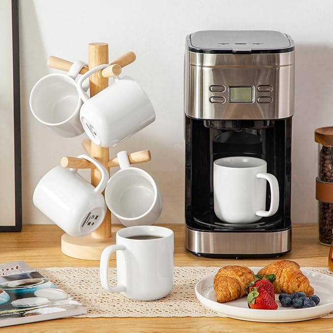 vancasso Porcelain Coffee Mugs Set, 12 oz Ceramic Coffee Cups for Latte Hot Tea Cappuccino Cocoa Milk Cups Set of 6, Dishwasher & Microwave Safe, White