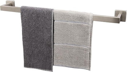 TocTen Bath Towel Rack - Square Base Thicken SUS304 Stainless Steel Towel Bar for Bathroom, Bathroom Accessories Towel Rod Heavy Duty Wall Mounted Towel Holder. (Brushed Nickel, 24)
