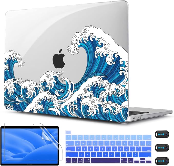 CISSOOK Wave Case for MacBook Pro 13 inch Case 2025-2020 Release, Ocean Hard