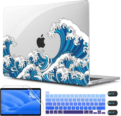 CISSOOK Wave Case for MacBook Pro 13 inch Case 2025-2020 Release, Ocean Hard