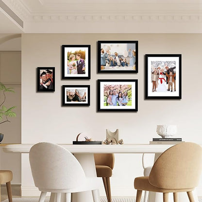 FIXSMITH 8.5x11 Picture Frame, Black Photo Frame with HD Plexiglass, Display Pictures 6x8 with Mat or 8.5x11 Without Mat, Picture Frames Collage for Tabletop or Wall Display, 1 Pack
