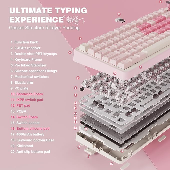 YUNZII B75 PRO Wireless Mechanical Keyboard, 75% Layout