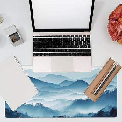Large Gaming Mouse Pad, Mountain Desk Mat, Misty Forest Mountains Desk Pad