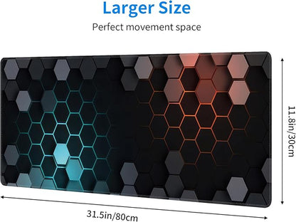 Hexagon Honeycomb Large Mouse Pad, Gaming Keyboard Desk Pad, Extended Mouse Mat
