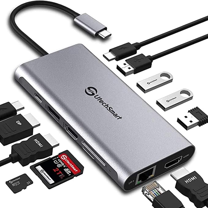 Docking Station, USB C Hub UtechSmart 12 in 1 USB C Dock Triple Display