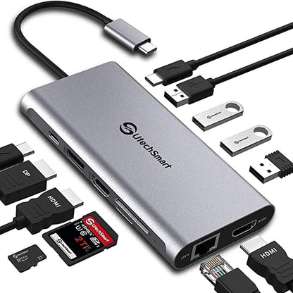 Docking Station, USB C Hub UtechSmart 12 in 1 USB C Dock Triple Display
