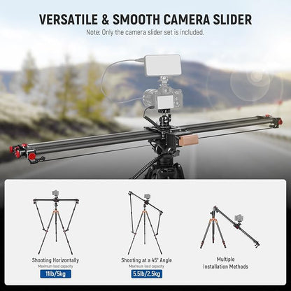 NEEWER 47.2"/120cm Motorized Camera Slider, App Wireless Control DSLR Carbon