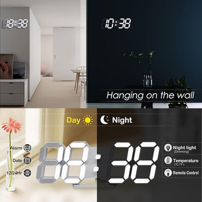 KOSUMOSU 3D LED Digital Wall Clock, Large Display Table/ Desk Clock