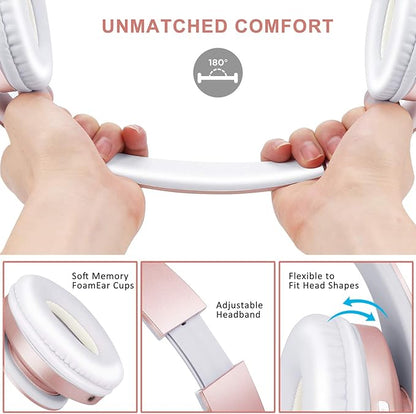 ZIHNIC Bluetooth Headphones Over-Ear, Foldable Wireless and Wired Stereo
