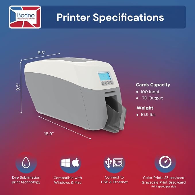 Bodno Magicard 600 Single Sided ID Card Printer & Complete Supplies Package ID