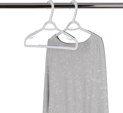 Neatfreak Slim Non Slip Hangers - Space Saving Set of 10 With Lingerie Hooks and Pants/Accessories Bar - Patented W Frame White Plastic Hangers