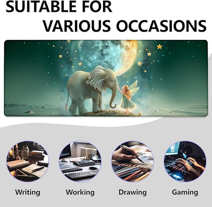 Fairy and Elephant Large Mouse Pad, Gaming Mouse Pad, Keyboard Mat, Non-Slip