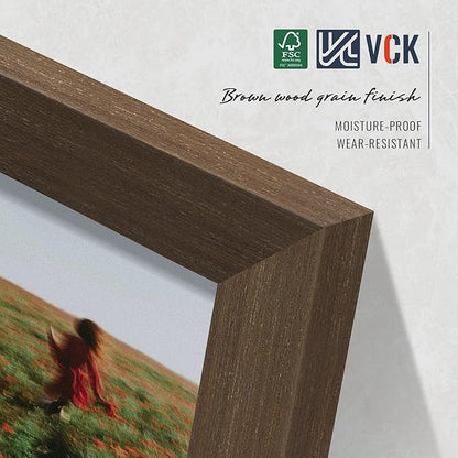VCK 16x24 Brown Poster Frames 3 Pack, High-End Wood Wide Border Picture Frame,Multi-Directional Display Family Photos, Office Prints, Studio/Gallery/Home Artwork