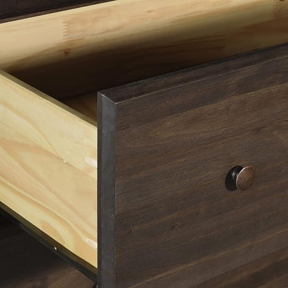 Grain Wood Furniture Shaker 2-Drawer Bedside Nightstand, Solid Wood with Expresso Finish