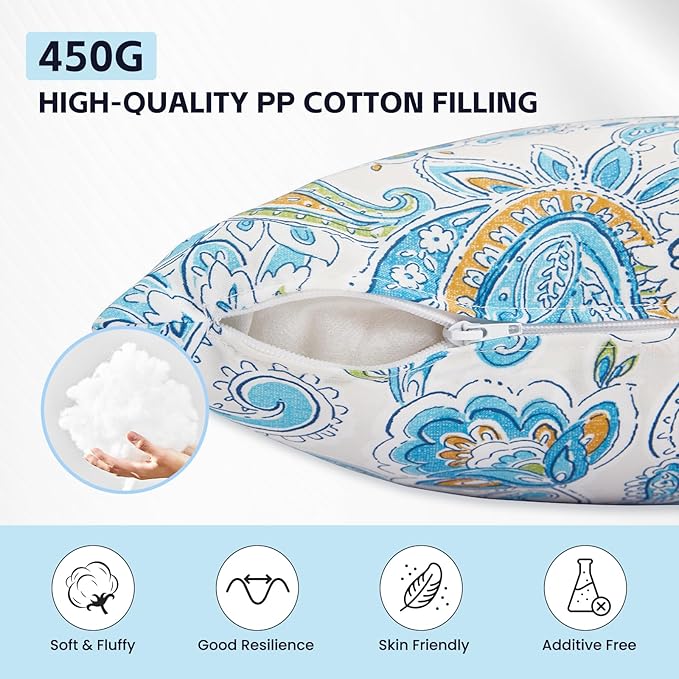 Outdoor Throw Pillows Waterproof 16×16 Inch with Insert, Decorative Toss Pillows Set of 2, Rain-Proof, Fade Resistant for Patio Furniture, Sofa, Couch, Garden