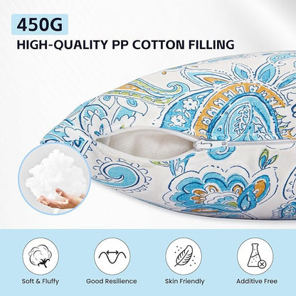 Outdoor Throw Pillows Waterproof 16×16 Inch with Insert, Decorative Toss Pillows Set of 2, Rain-Proof, Fade Resistant for Patio Furniture, Sofa, Couch, Garden